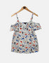 Women's floral print Narrow Strap Top with cut-out shoulder (plus size)
